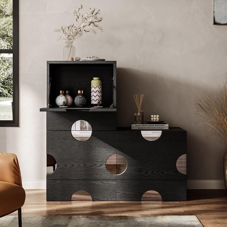 法式复古斗柜小户型家用实木抽屉柜现代简约卧室收纳柜床尾置物柜