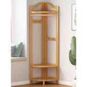 实木转角衣帽架省空间卧室落地挂衣架简易衣柜放衣服多功能置物架