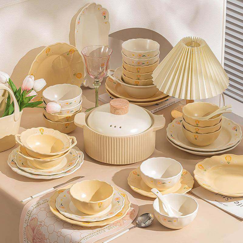 法式奶油风陶瓷餐具套装家用小清新混搭网红碗碟碗盘筷乔迁餐具,清洗/食品/商业设备,风口/风叶/风机配件,淘宝优惠券,粉丝福利购,淘宝优惠卷
