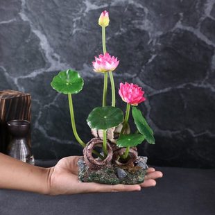 餐饮酒店摆盘装饰花刺身菜品盘饰花草点缀日式盘式装饰品荷花假花