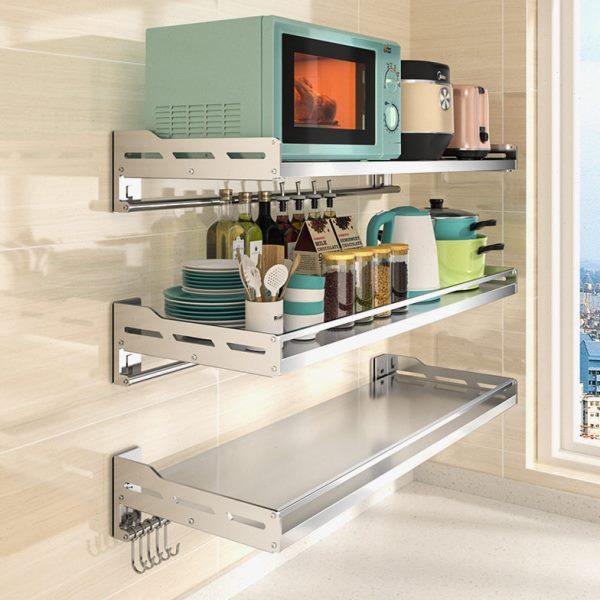 不锈钢厨房微波炉置物架挂墙上烤箱架子支架免打孔壁挂式收纳挂架,厨房/烹饪用具,微波炉置物架,淘宝优惠券,粉丝福利购,淘宝优惠卷