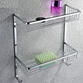 出口德国浴室全铜置物架双层长方形网篮转角置物架带衣钩