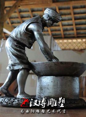 玻璃钢茶文化人物雕塑制茶流程炒茶晒青雕塑定制茶园茶楼景观铜雕