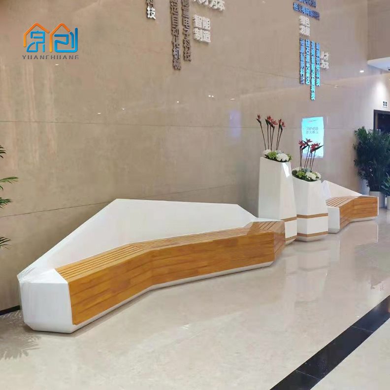 玻璃钢休闲椅创意花器组合切面造型商场座椅公共休息区等候凳长椅