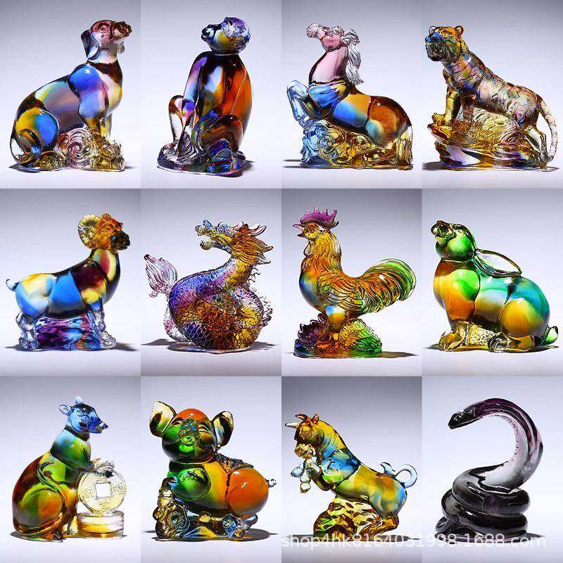 琉璃摆件鼠牛老虎新年兔龙蛇马羊猴鸡狗猪十二生肖全套水晶工艺品,清洗/食品/商业设备,风口/风叶/风机配件,淘宝优惠券,粉丝福利购,淘宝优惠卷