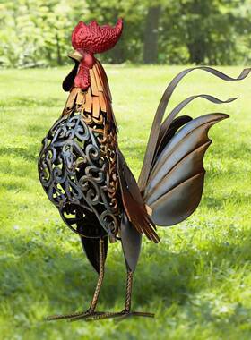 主推款TOOARTS创意家居摆件现代金属装饰工艺品剔花铁皮公鸡