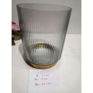 直销敞口直筒玻璃花瓶摆件客厅插花水养灰色复古设计感