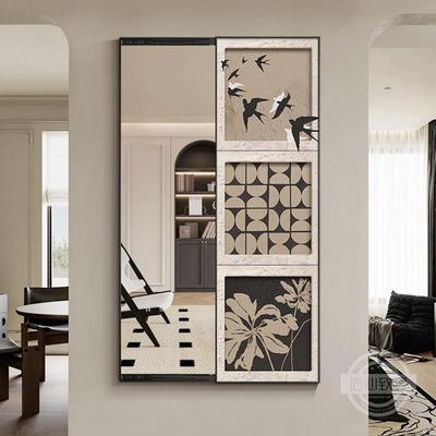 中古风隐藏式全身镜装饰画推拉法式复古入户玄关隐形穿衣镜子壁画