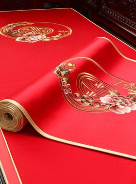 红色坐垫套罩结婚喜庆红木沙发垫盖巾高档中式罗汉床靠背巾沙发巾