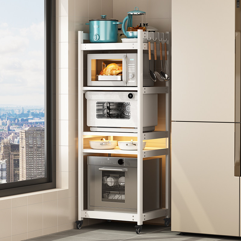 高端厨房置物架加宽加深50多层落地微波炉架大尺寸蒸烤箱架收纳架