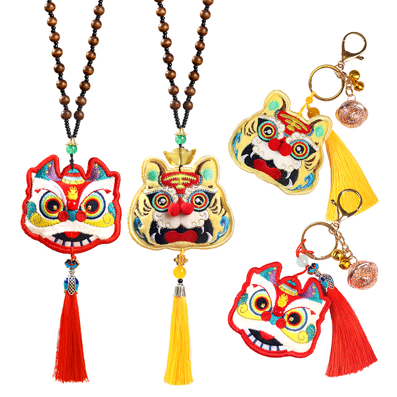 端午节刺绣香囊醒狮香包古风手工礼品汽车挂件虎年艾虎香包成品