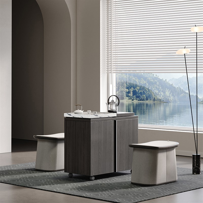 大理石实木茶几边几客厅家用阳台小户型多功能茶台茶桌可移动茶车