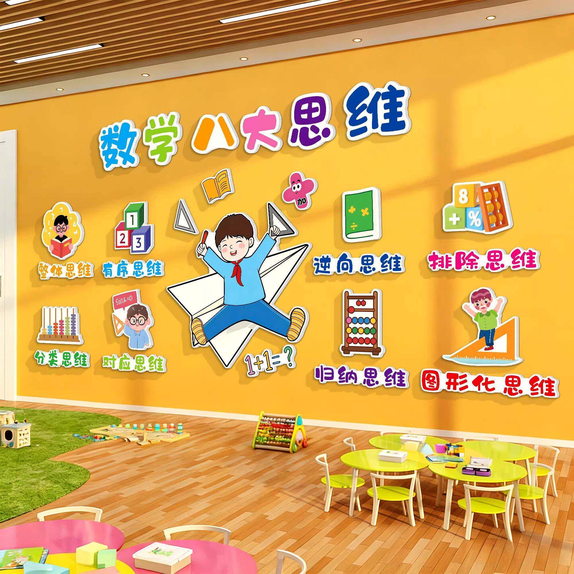 数学教室布置装饰幼儿园算数环创绘本馆培训机构托管班级文化墙贴