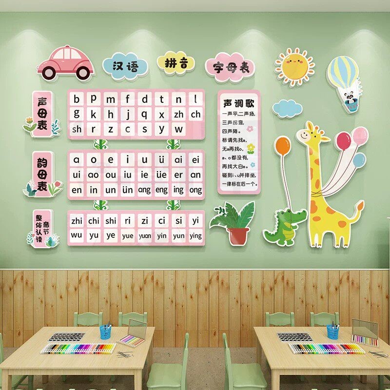 汉语拼音字母表墙贴儿童学习识字启蒙早教挂画装饰幼儿园教室布置