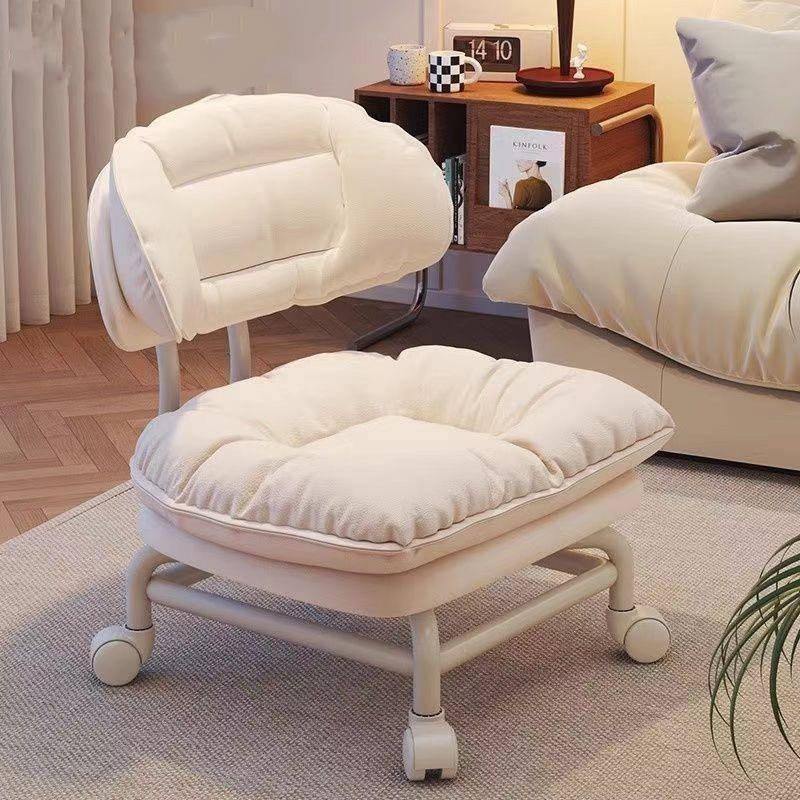 网红懒人靠背椅子家用板凳万向轮圆凳带娃神器小凳子滑轮矮凳