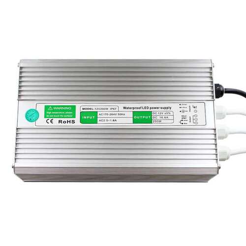 BOQI12V16.6A200W恒压驱动防水电源LED灯箱灯条路灯监控led显示屏