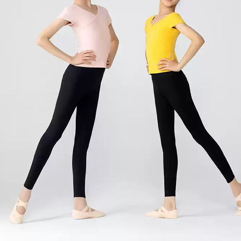 儿童九分裤舞蹈裤基础女紧身打底练功服黑色形体裤子现代芭蕾舞裤