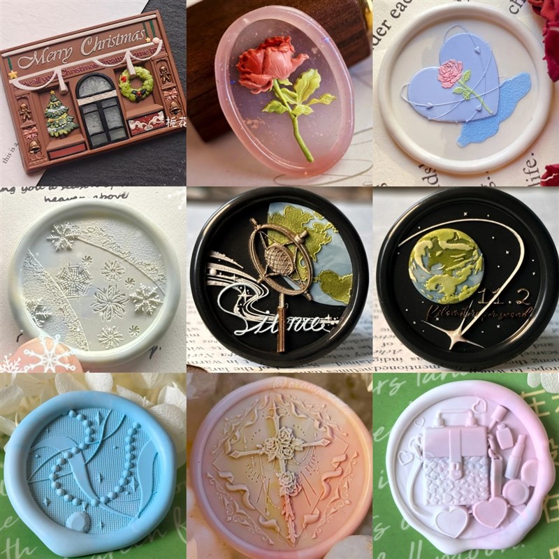 火漆印章章头浮雕玫瑰鲸韵梦灵精雕路灯圣诞邮票空白电影票黄铜头