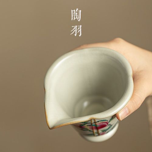 汝窑九桃美人公道茶杯功夫茶具陶瓷茶海公道杯家用单个分茶器公杯