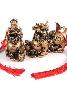 招财貔貅摆d件一对家居客厅店铺收银台办公室装饰貔貅皮丘开业礼