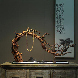 实木根雕新中式i景观沙摆件酒店茶室桌面玄关家居装饰品大件微景