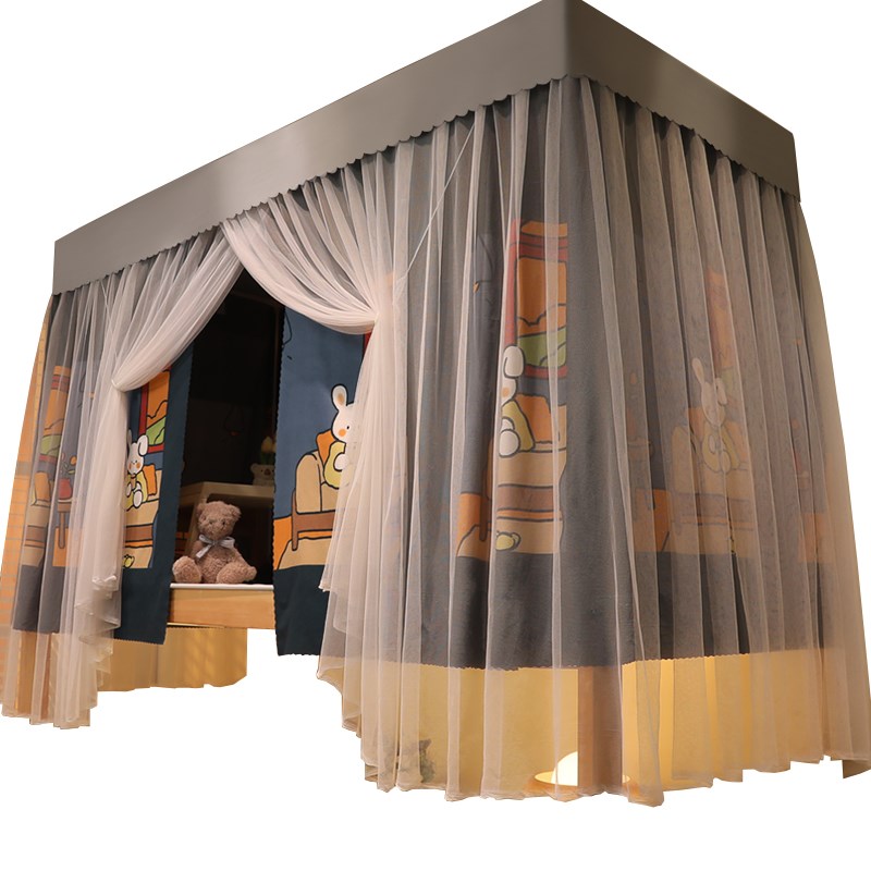 大学生宿舍床帘蚊帐一体式上下铺上铺通用遮光遮挡帘布寝室窗帘yy