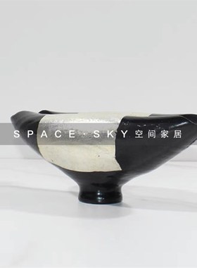 现代新中式样板间陶瓷银r灰色不规则花器花瓶茶几创意桌面陶艺摆