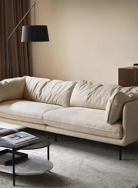 北欧HUG沙发三人小户型猫抓布艺沙发直排中古法式风家具表情