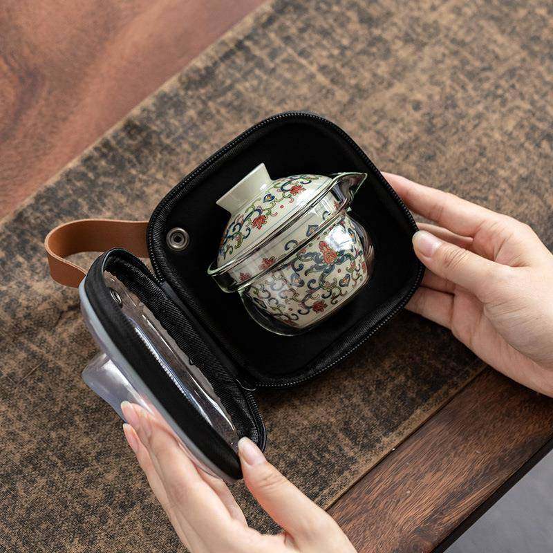 玻璃复古盖碗旅行茶具陶瓷快客杯一壶二杯单人户外便携式收纳茶杯,清洗/食品/商业设备,风口/风叶/风机配件,淘宝优惠券,粉丝福利购,淘宝优惠卷