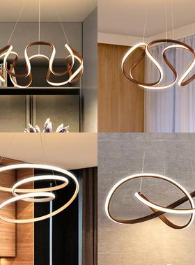北欧艺术餐厅吊灯轻奢简约后现代创意个性店铺吧台前台线条led灯