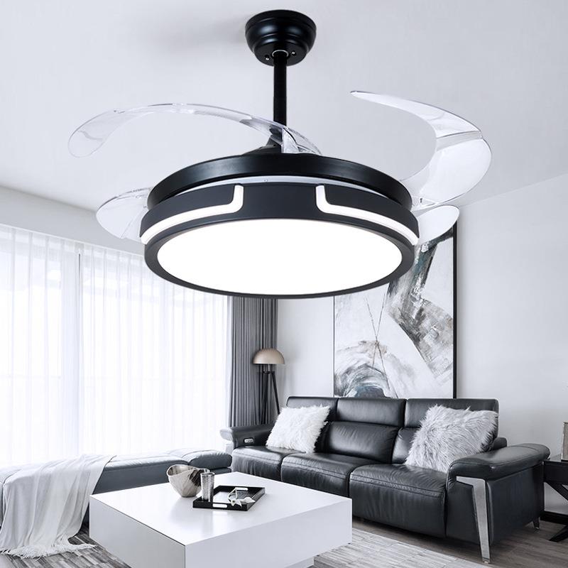 2023客厅隐形北欧吊扇灯餐厅卧室家用简约现代led电风扇灯吊扇灯