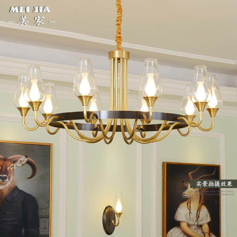 轻奢吊灯玻璃后现代全铜客厅灯创意美式现代简约卧室餐厅北欧灯具
