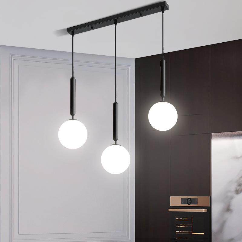 北欧餐厅吊灯三头个性创意后现代简约玻璃餐桌网红魔豆吧台灯具