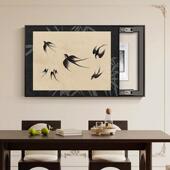 中古风电表箱装 饰画新款 高级感复古配电箱盒遮挡丑免打孔燕子挂画