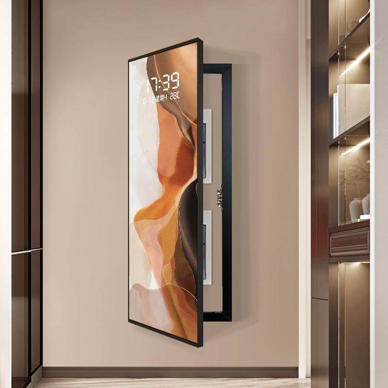 现代简约大尺寸电表箱装饰画竖版钟表壁画电闸开关配电箱遮挡挂画