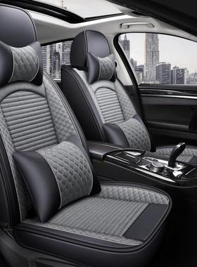 汽车坐垫四季通用新款夏季全包座椅套亚麻布艺小车座垫全包围座套