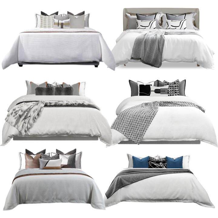 现代轻奢美式床品样板房高端多件套床上用品别墅展厅布艺软装摆设