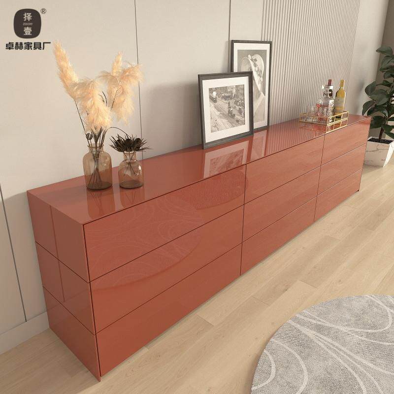 简约实木枣红亮光色烤漆斗柜卧室床头电视柜九斗柜抽屉储物柜