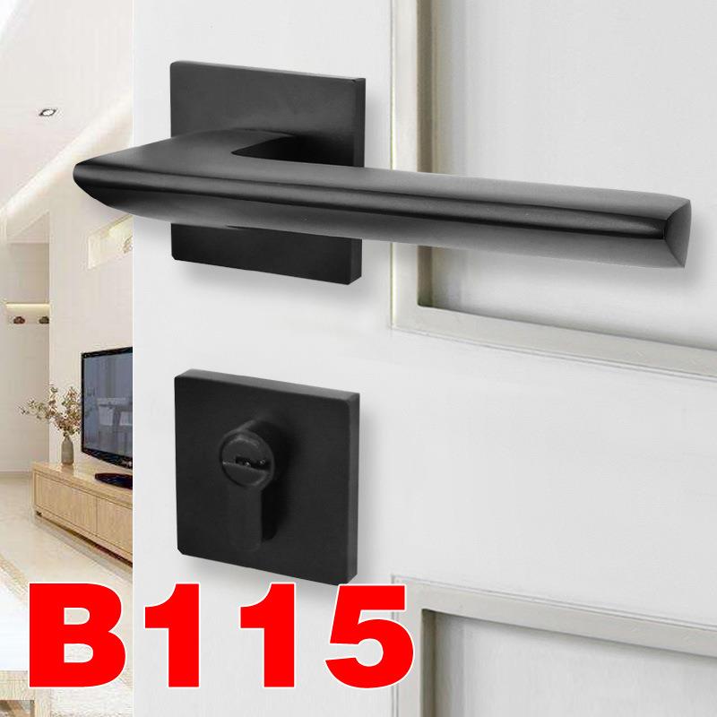 美式黑色卧室门锁室内门把手家用静音房门锁分体磁吸锁木门锁锁具