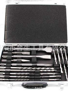 17pcs电锤钻尖凿扁凿铝盒套装SDS冲击钻墙壁开孔凿眼