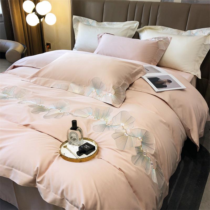 公主轻奢140支埃及长绒棉贡缎四件套纯棉刺绣四季款柔软床单床品