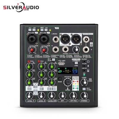 GAX-AM06专业4路混音器192khz/24bit声卡BT无线声卡K歌曲调音台