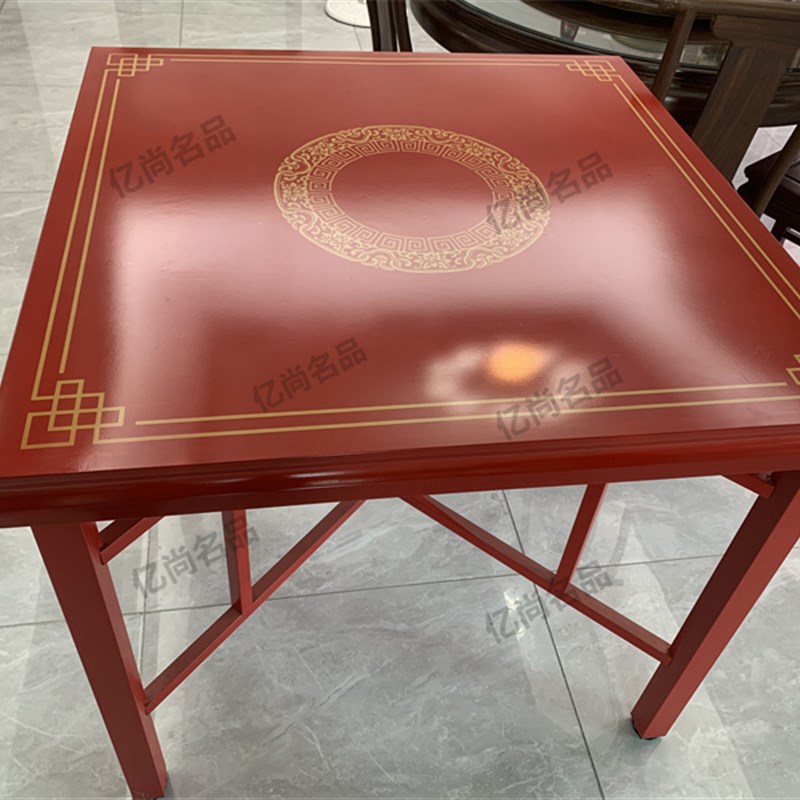 全不锈钢八仙桌四方桌家用八仙桌子正老款红色桌中式潮汕十仙桌