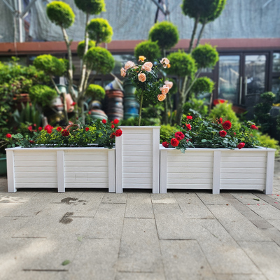 塑木花箱白色户外种植箱长方形种菜盆防腐木隔断花槽创意花盆可爱