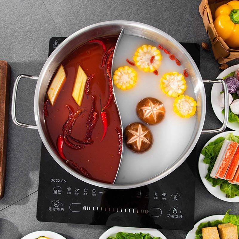 严选单底锅鸳鸯锅火锅加厚不锈钢火锅电磁炉商用涮锅大容量火锅盆