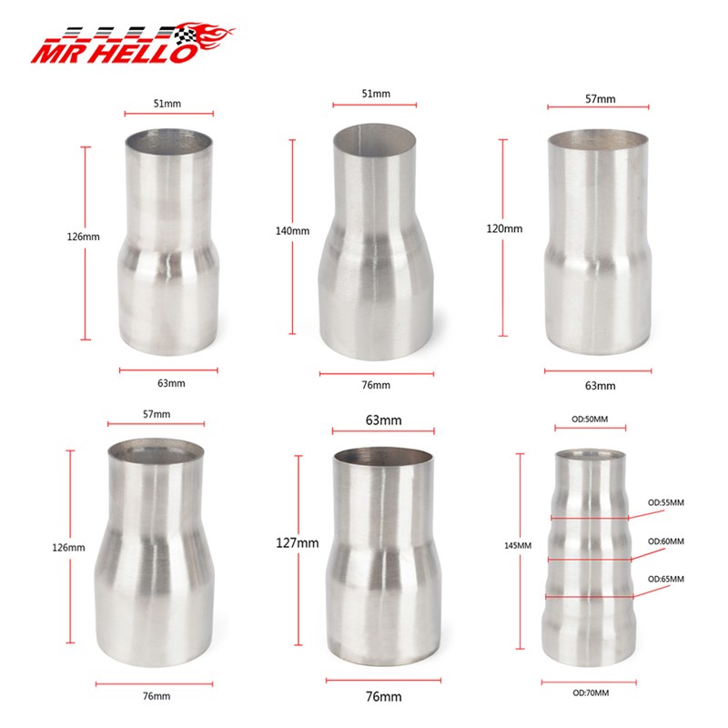 汽车改装排气管不锈钢90度弯头51-76mm转接头变径管转换适配器