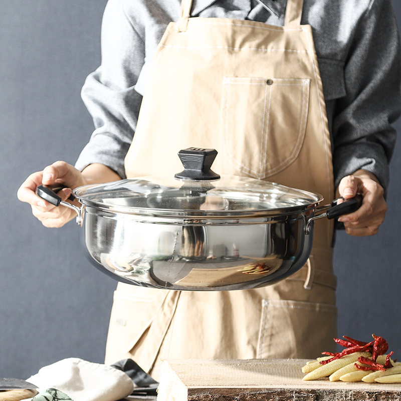 鸳鸯锅火锅盆电磁炉专用不锈钢加厚4-6人5-8人家用火锅锅加深汤锅