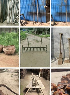 怀旧老物件老式j推车风车木耙老牛槽旧农具落地复古摆件装饰收藏