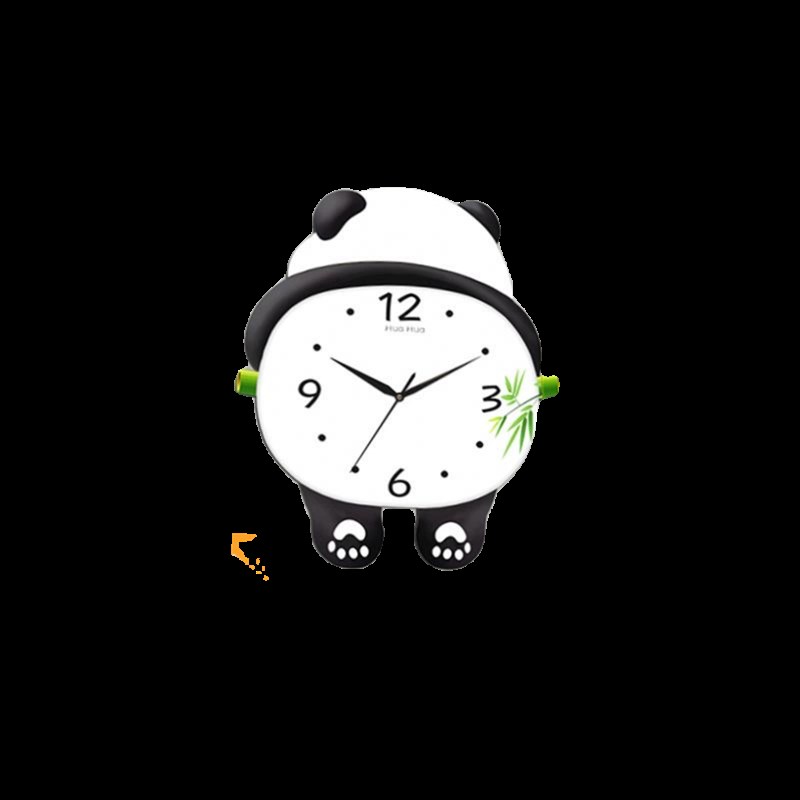 网红摇摆熊猫墙上挂钟客厅钟y表家用日历时钟创意石英钟静音挂表
