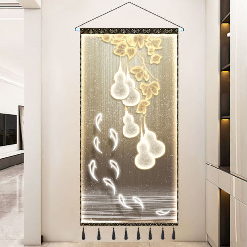 现代轻奢玄关装饰画挂毯客厅走廊过道布艺挂画寓意竖版挂布壁画